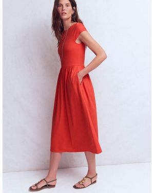 Boden Boat Neck Mix Dress - Red