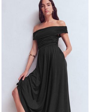 Boden Ruched Bardot Maxi Dress - Black