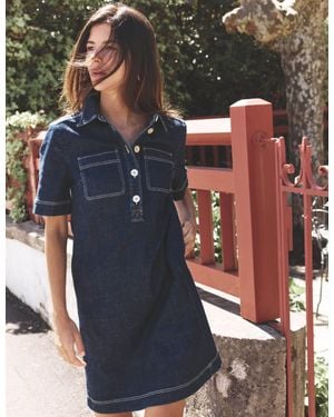 Boden Zia Denim Pocket Shift Dress - Blue