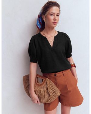 Boden Rae Linen Top - Black