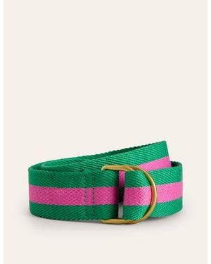 Boden Webbing D-Ring Belt - Green