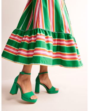 Boden Heeled Platform Sandals - Green