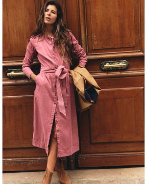 Boden Louise Cord Midi Shirt Dress - Pink