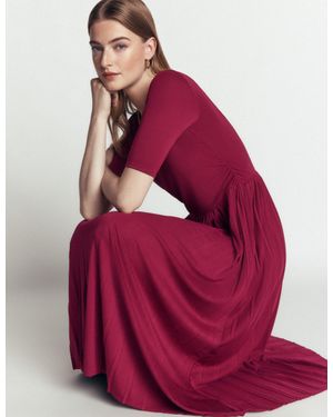 Boden Plissiertes Jersey-Midikleid - Rot