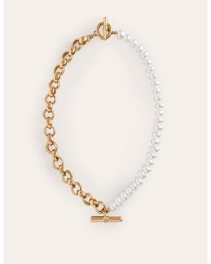 Boden Faux Pearl T-Bar Necklace Multi - Natural