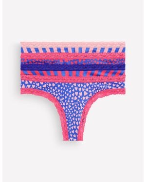 Boden Stripe & Stare Thong 4 Pack - Pink