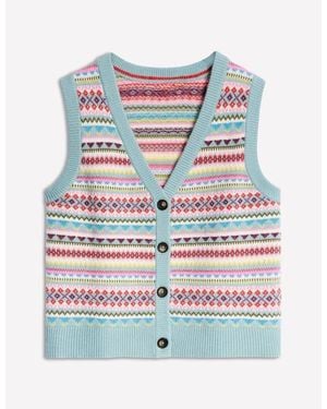 Boden Edie Fair Isle Waistcoat- Heritage Fair Isle - Gray
