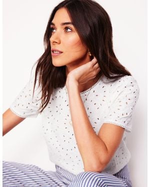 Boden Edi Embroidered Top - White