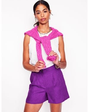 Boden Dulwich Linen Shorts - Purple