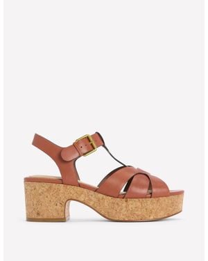 Boden T-Bar Wedge Sandals - Brown