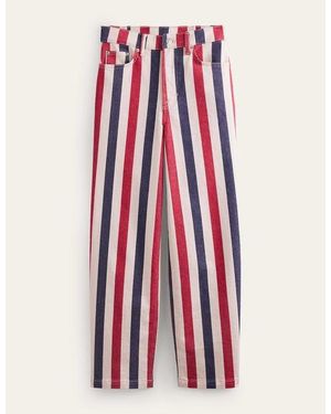 Boden Striped Straight Jeans - Red