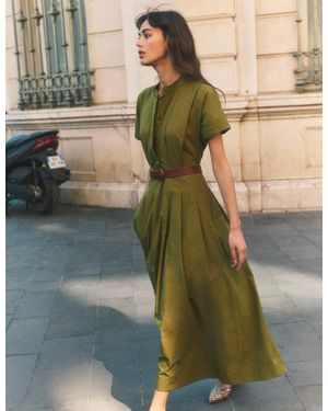 Boden Grown On Sleeve Midi Dress - Green