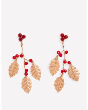 Boden Festive Metal Earrings - Red