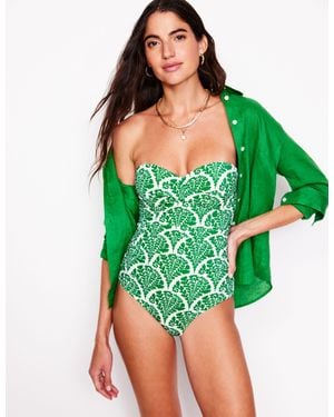 Boden Andros Twist Front Swimsuit- Bunting, Blossom - Blue