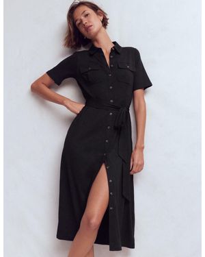 Boden Mavis Midi Jersey Shirt Dress - Black