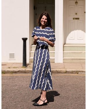 Boden Blanca Midi Tea Dress-French, Dainty Scallop - Natural