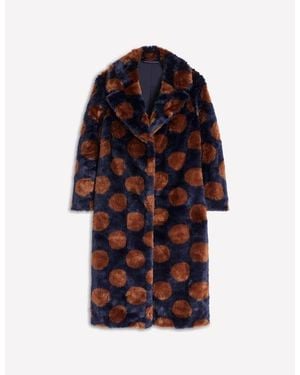 Boden Spot Faux-Fur Midi Coat - Blue