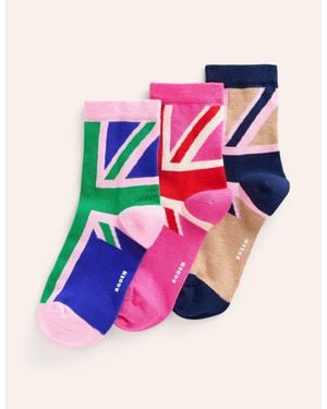 Boden 3 Pack Novelty Socks - Pink