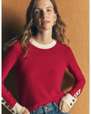 Boden Grace Colour Block Jumper - Red