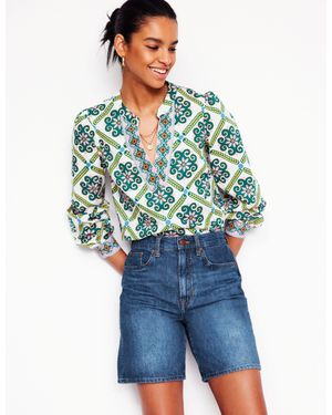 Boden Mid Thigh Denim Shorts - Blue