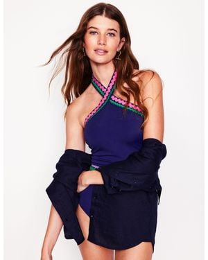 Boden Cross Front Swimsuit - Blue