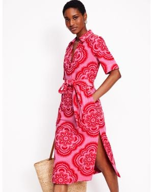 Boden Collared Notch Towel Dress- Rose, Botanic Blush