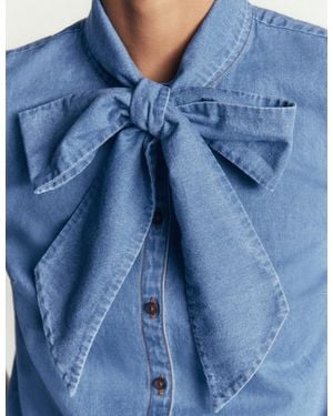 Boden Schluppenbluse Aus Denim - Blau