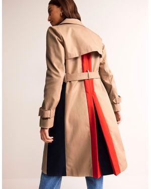 Boden Colour Block Trench Coatneutral With Stripe - Natural