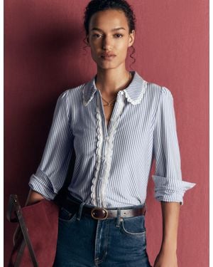 Boden Lace Frill Blouse - Blue