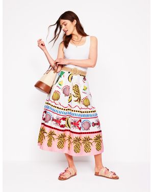 Boden Verity Linen Midi Skirt - White