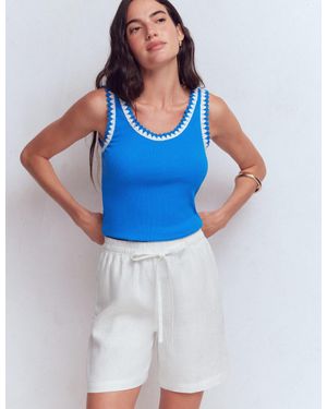 Boden Islington Linen Shorts - Blue