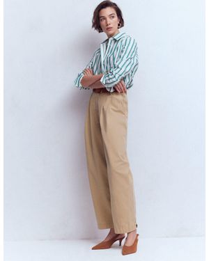 Boden Pleat Barrel Leg Trousers - Blue
