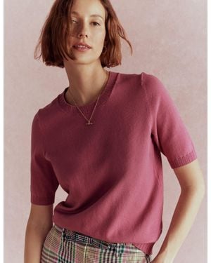 Boden Emilia Cotton Crew T Shirt - Pink