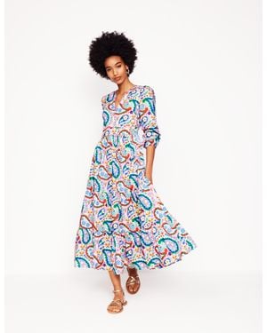 Boden Cotton Midi Dress-Multi, Meadow Paisley - White