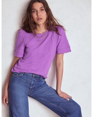 Boden Mila Lace Trim Top - Purple