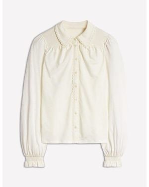 Boden Smocked Jersey Shirt - Natural