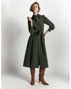 Boden Maeve Cord Midi Shirt Dress - Green