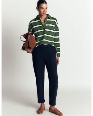 Boden Mid Rise Straight Leg Trousers - Blue