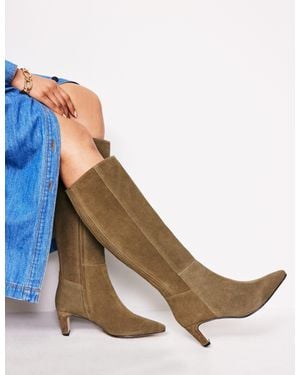 Boden Back Panel Heeled Knee Boot - Brown
