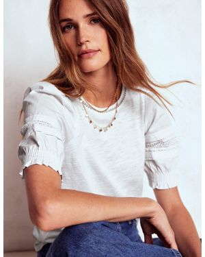 Boden Lottie Puff Sleeve Top - White