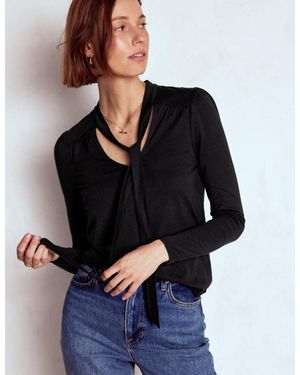 Boden Tie Neck Supersoft Top - Black