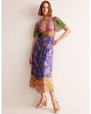 Boden Empire Ruched Maxi Dresscashmere Rose, Wild Paisley - Pink