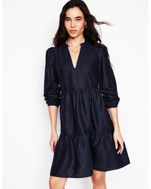 Boden Esme Linen Short Dress - Blue