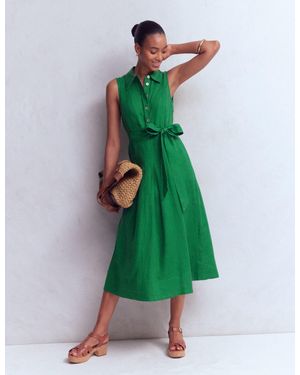 Boden Belinda Linen Shirt Dress - Green