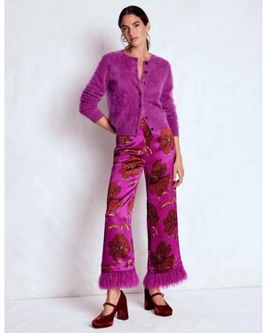 Boden Faux Feather Trim Pants - Pink