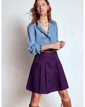 Boden Pleated Cord Skirt - Purple