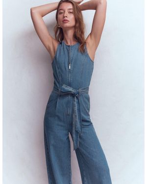 Boden Sleeveless Denim Jumpsuit - Green