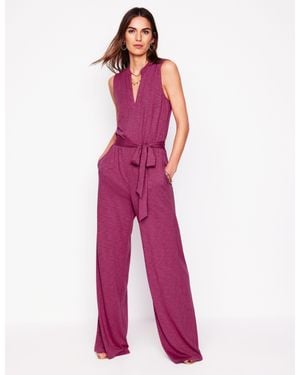 Boden Naomi Notch Jersey Jumpsuit - Pink