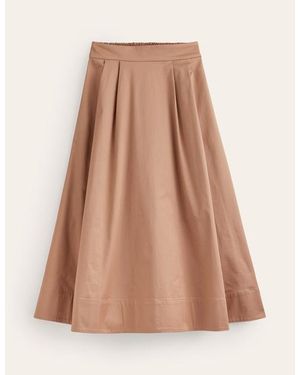 Boden Isabella Cotton Sateen Skirt - Brown