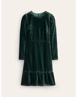 Boden Velvet Short Dress - Green